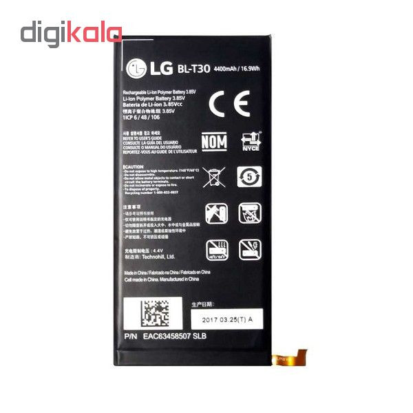 باتری موبایل مدل BL-T30 با ظرفیت 4400 میلی آمپر ساعت مناسب برای گوشی موبایل LG X-POWER 2