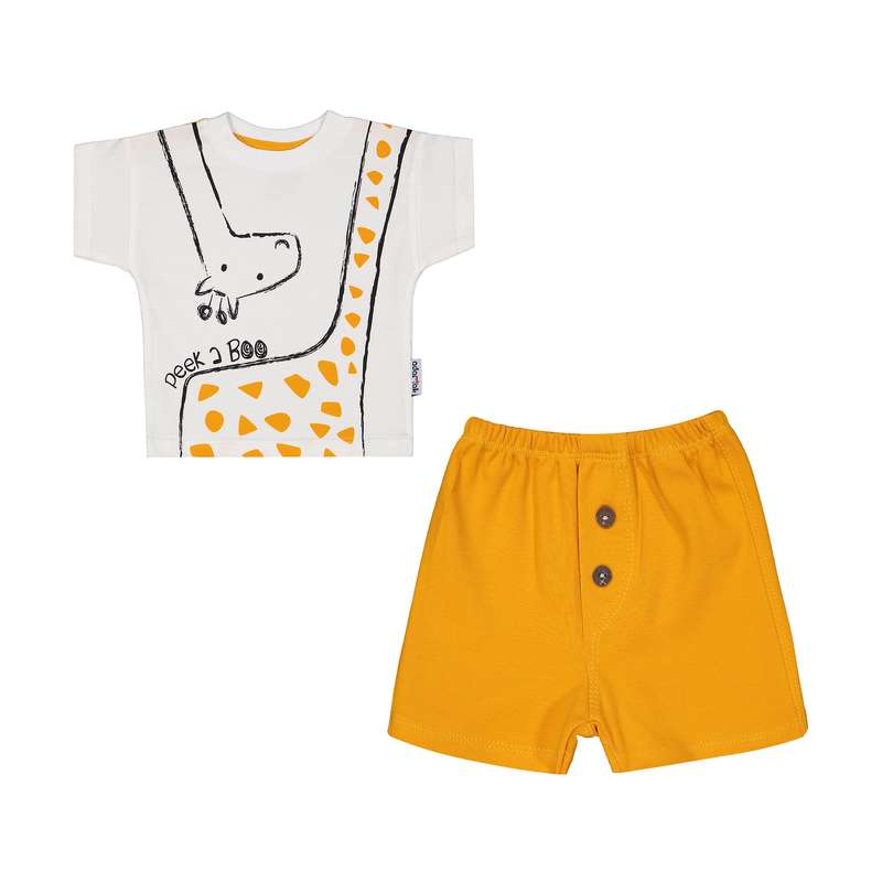 ست تی شرت و شلوارک آستین کوتاه پسرانه نوزادی پسرانه آدمک مدل 2171245-15