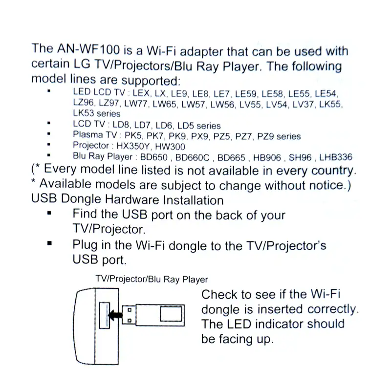 دانگل وای فای ال جی مدل AN-WF100