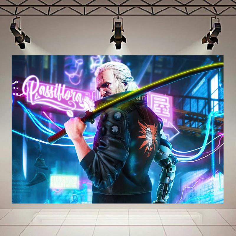 پوستر طرح گیم مدل Witcher3 Gerelt Of Rivia X Cyberpunk کد AR14630