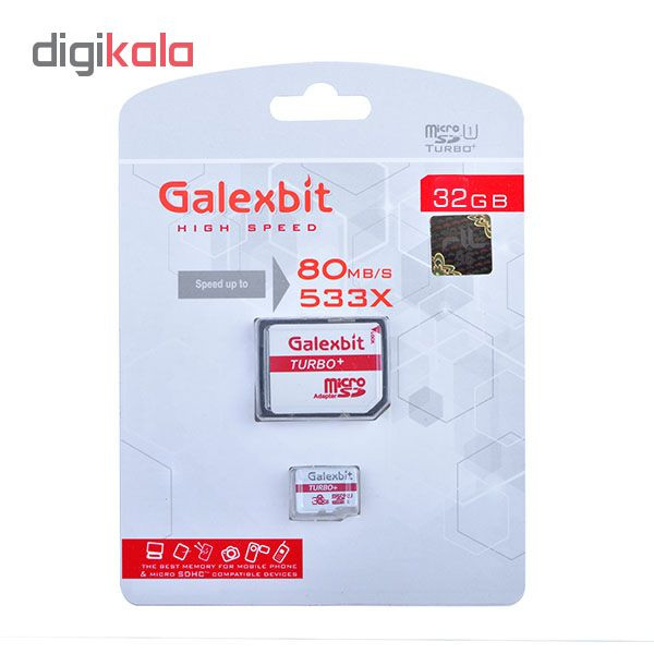 کارت حافظه microSDHC گلکسبیت مدل Turbo+ کلاس 10 استاندارد UHS-I سرعت 80MBps ظرفیت 32 گیگابایت به همراه آداپتور SD