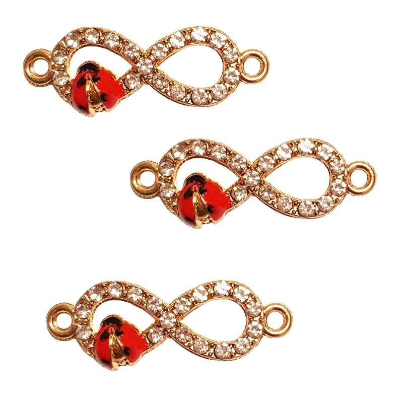 آویز دستبند دخترانه مدل بینهایت نگین دار و کفشدوزک کد 147 بسته 3 عددی