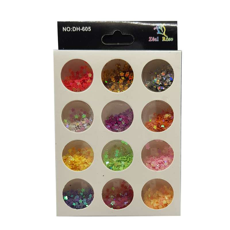 پودر لاک ناخن زیل رز مدل DH-605 مجموعه 12 عددی