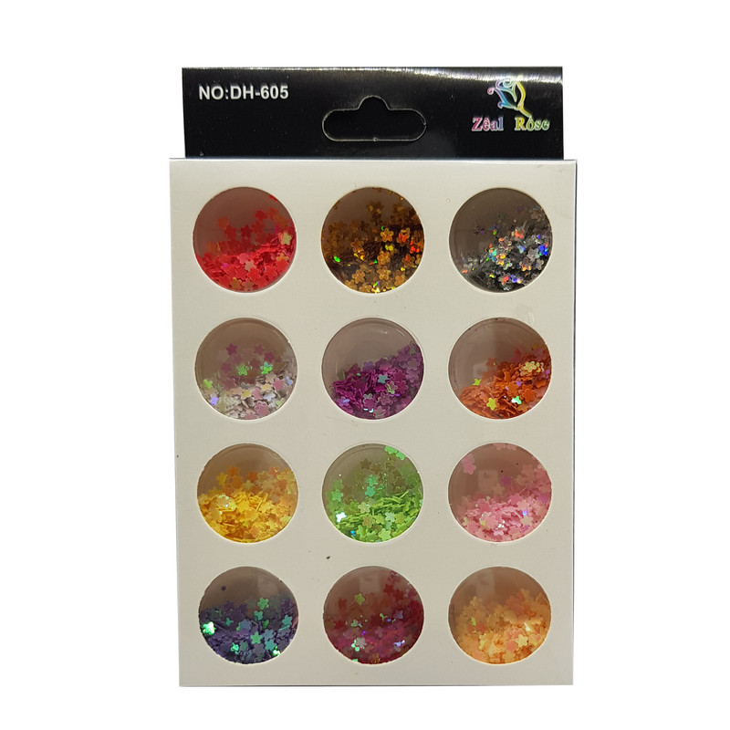 پودر لاک ناخن زیل رز مدل DH-605 مجموعه 12 عددی
