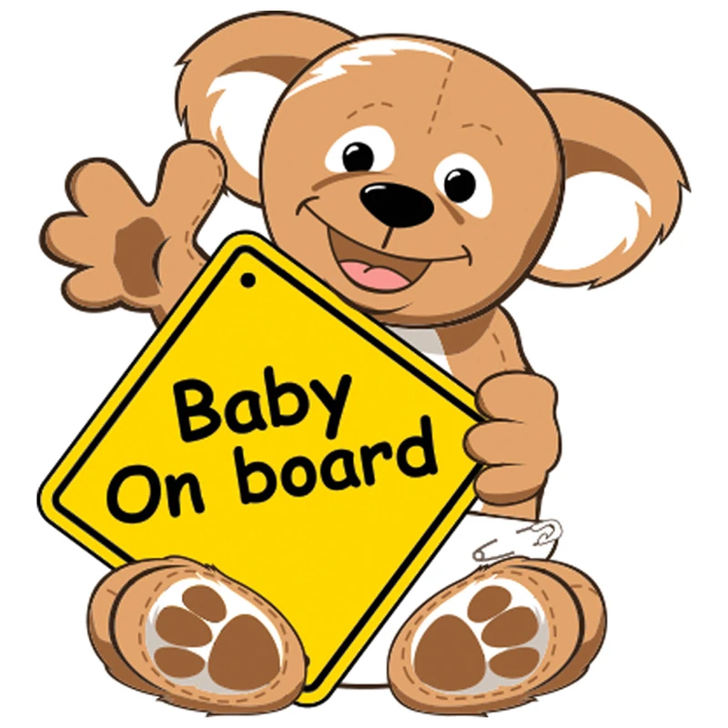برچسب بدنه خودرو طرح Baby on Board مدل خرس مهربون