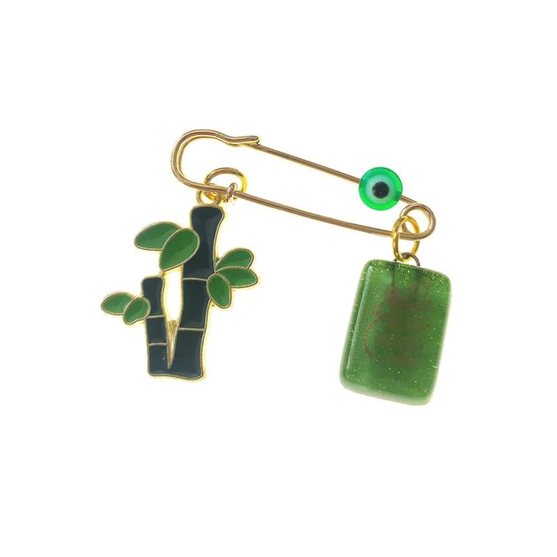 سنجاق سینه دخترانه مدل بامبو و وان یکاد شیشه ای و چشم نظر