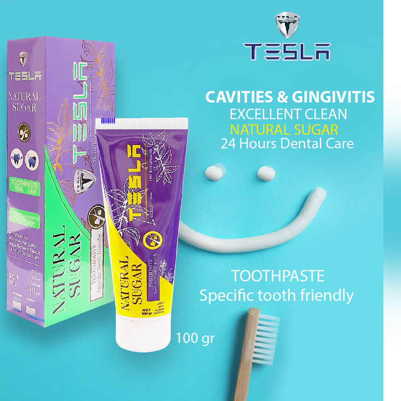 خمیر دندان تسلا مدل Natural Sugar وزن 100 گرم