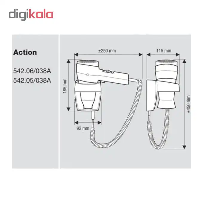 سشوار دیواری والرا مدل ACTION Super Plus 1600