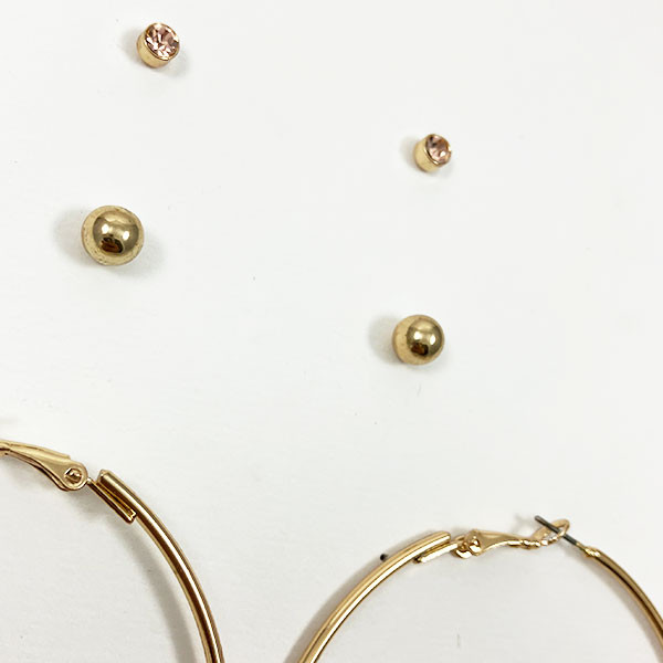 گوشواره زنانه اکسسورایز مدل حلقه ای -32 مجموعه 3 عددی