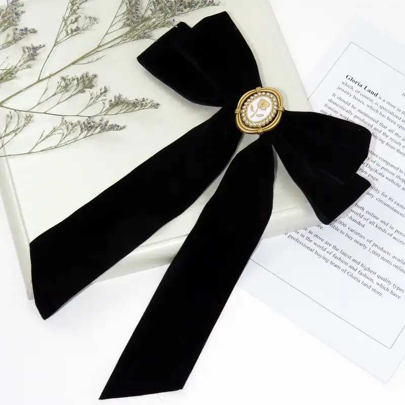 گیره مو زنانه مدل فرانسوی طرح پاپیون مخملی کد G_Lnd_3190