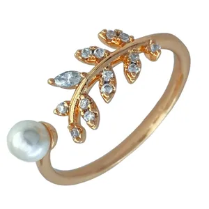 انگشتر زنانه ژوپینگ مدل برگ مروارید کد R4151