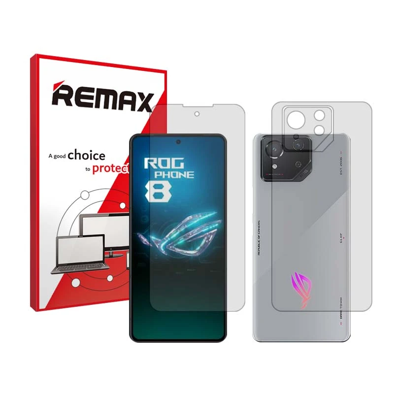 محافظ صفحه نمایش شفاف ریمکس مدل Resistant مناسب برای گوشی موبایل ایسوس ROG Phone 8 به همراه محافظ پشت گوشی