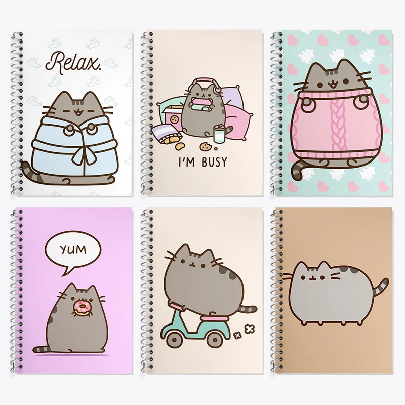 دفتر زبان 50 برگ خندالو مدل دو خط طرح گربه پوشین کد 475 مجموعه 6 عددی