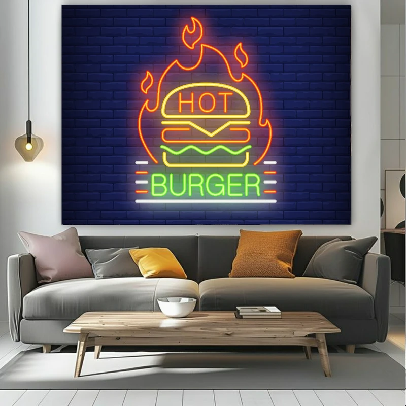 پوستر پارچه ای طرح مخمل برگر مدل نئون کد PY278