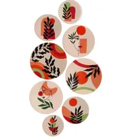 بشقاب دیوارکوب سفالی طرح مینیمال کد D500 مجموعه 8 عددی