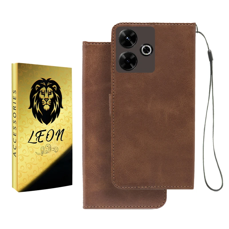 کیف کلاسوری لئون مدل Mortand Oro مناسب برای گوشی موبایل شیائومی Redmi 13X به همراه بندآویز