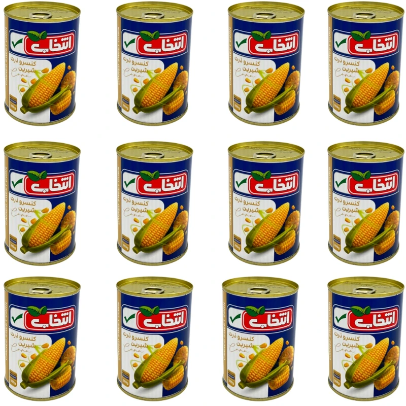 کنسرو ذرت شیرین انتخاب - 380 گرم بسته 12 عددی