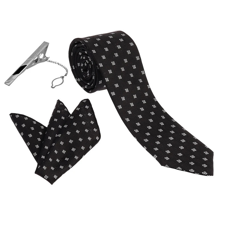 ست کراوات و دستمال جیب و گیره کراوات مردانه مدل NEW کد 6