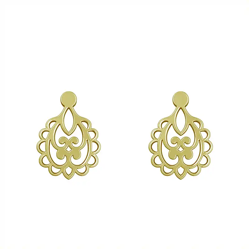 گوشواره طلا 18 عیار زنانه مدوپد مدل اسلیمی کد GA1-15328