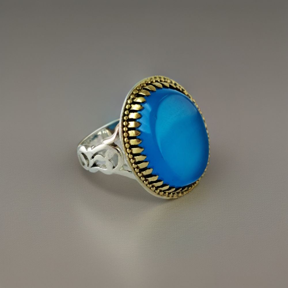 انگشتر نقره مردانه ملک زیور مدل عقیق طرح اسلیمی کد 355 -  - 2