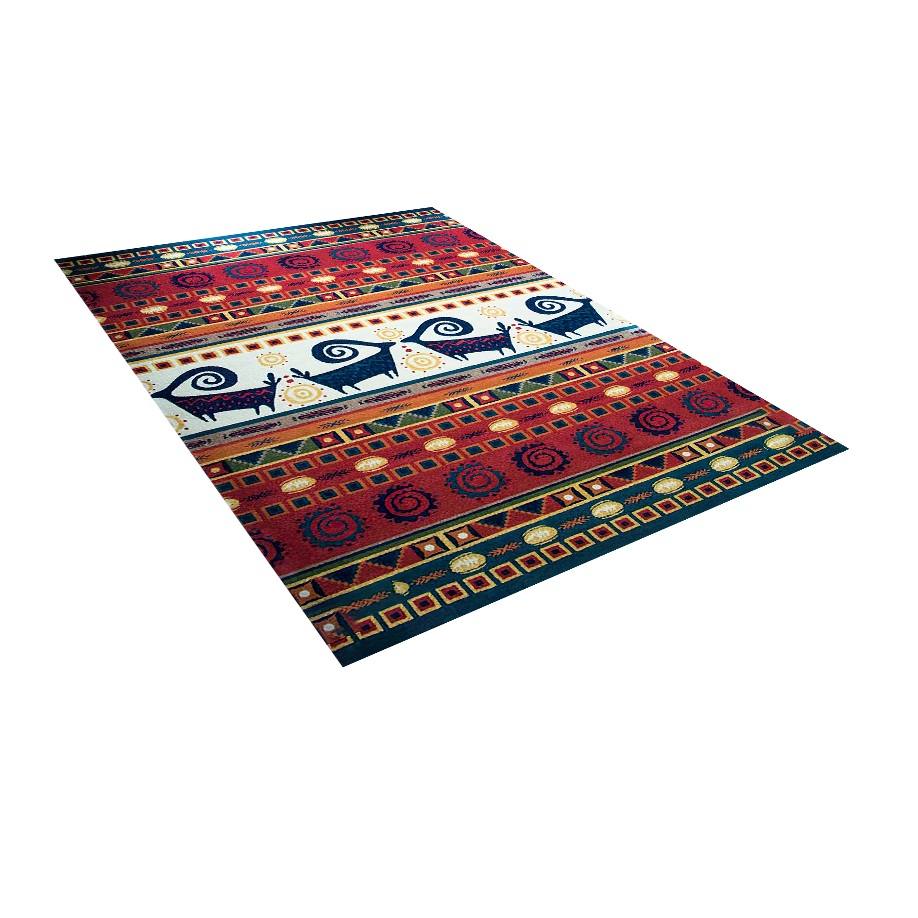 فرش ماشینی زانیس مدل مدرن طرح عشایر زمینه قرمز