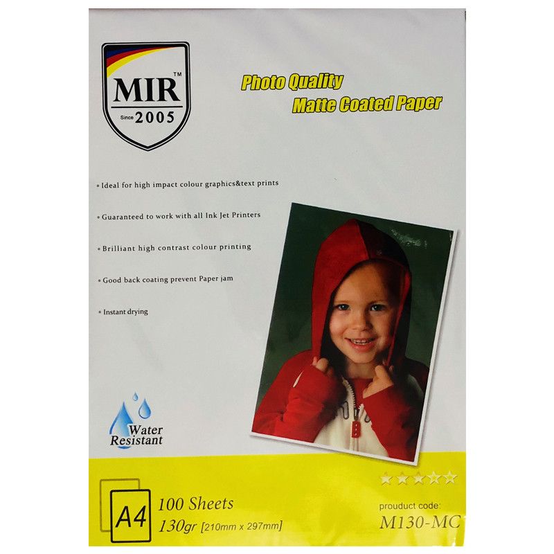 کاغذ عکس مات میر مدل M130-MC سایز A4 بسته 100 عددی