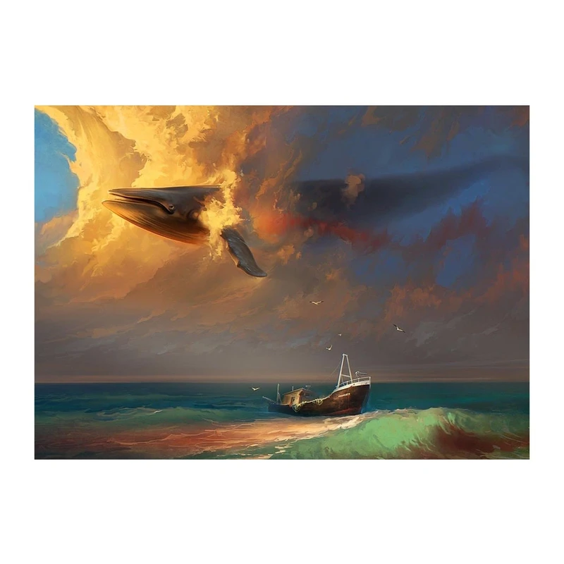 تابلو شاسی طرح نهنگ در آسمان مدل Surrealistic Paint 0047