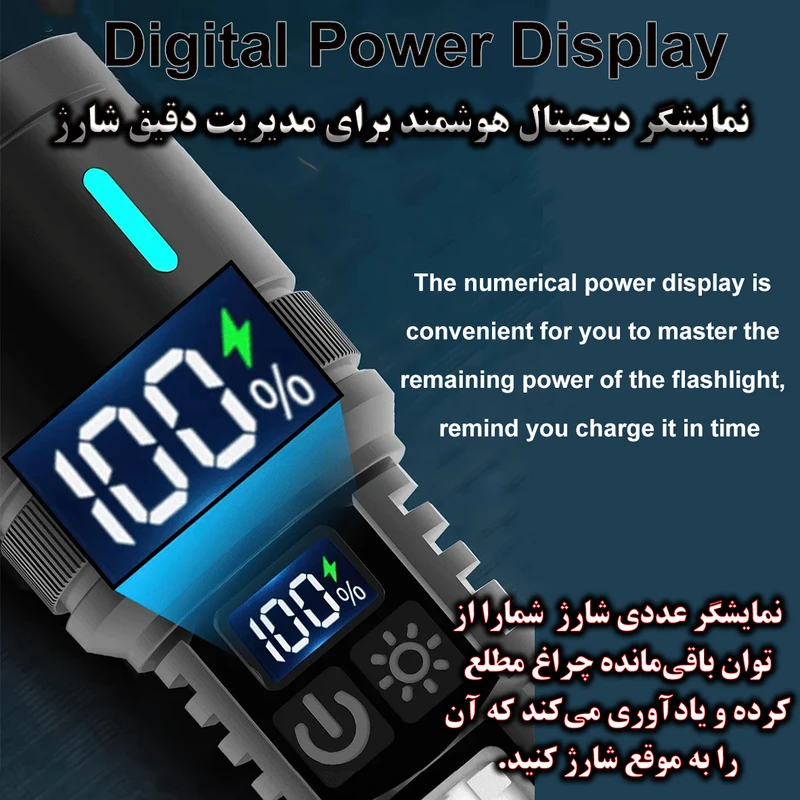 عکس شماره 5 : چراغ قوه دستی مدل cob01 با نور چند رنگ