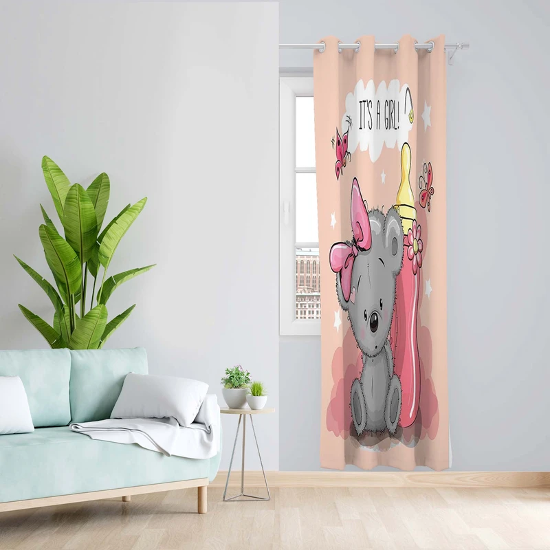 پرده طرح اتاق کودک مدل مخمل پانچی کد 1578 z سایز 140x200 سانتی متر