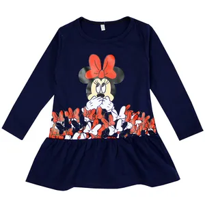 پیراهن دخترانه مدل مینی ماوس رنگ سرمه ای