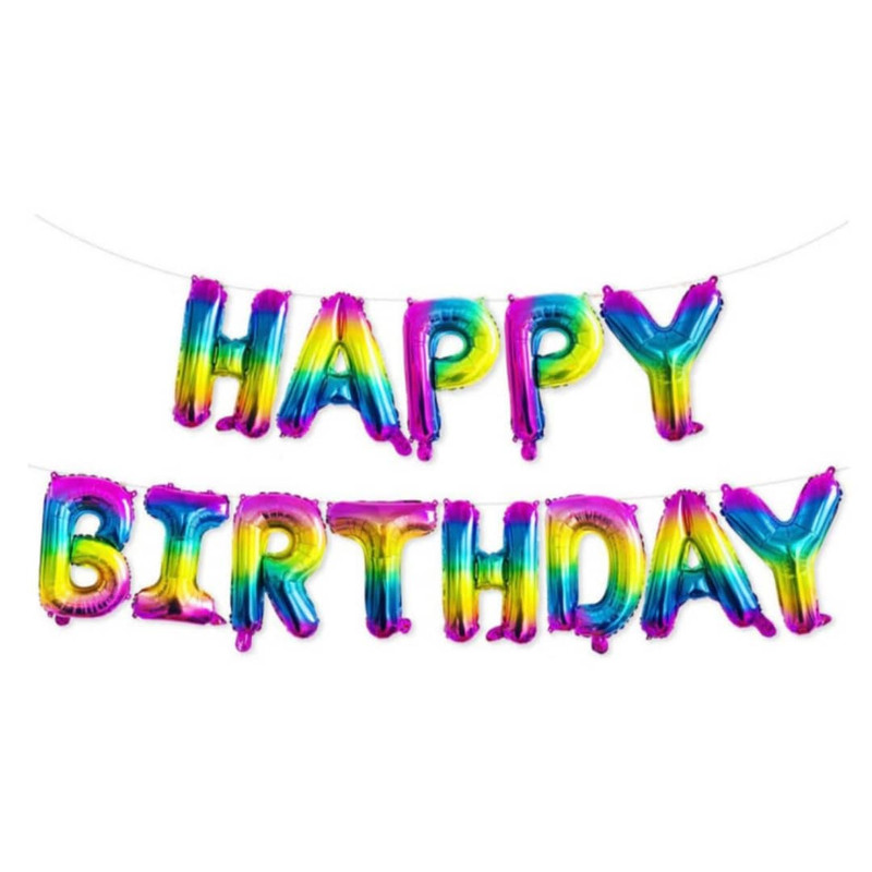 بادکنک فویلی پارتی لند تهران مدل  happy birthday  کد 3015  مجموعه 13 عددی