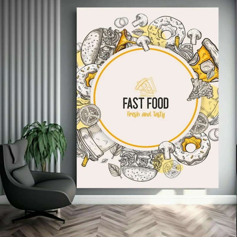 پوستر پارچه ای طرح مخمل مینیمال فست فود مدل تازه و خوشمزه کد FP105867