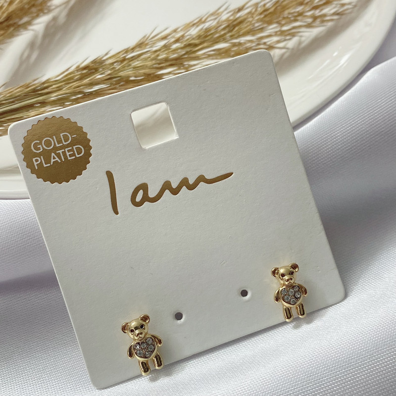 گوشواره زنانه آی ام مدل خرس نگین دار