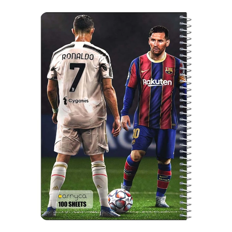 دفتر مشق 100 برگ سیمی کارنیکا طرح رونالدو و مسی Ronaldo & Messi کد 61292