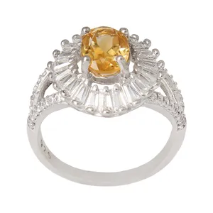 انگشتر نقره زنانه مدل سنگ سیترین تراش جواهری کد AWR_931