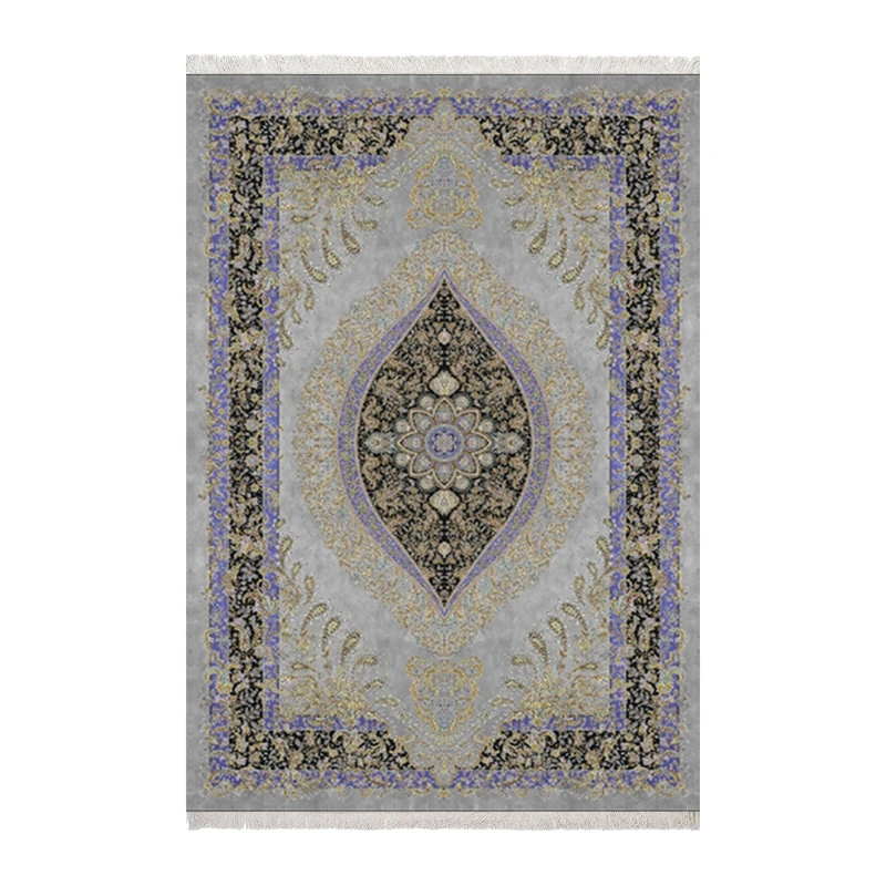 فرش ماشینی زانیس مدل فانتزی طرح نئو کلاسیک زمینه طوسی