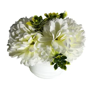 گلدان به همراه گل مصنوعی مدل مینی سه گلی داوودی