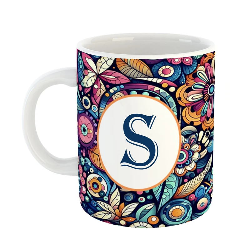 ماگ پادآفرین مدل فانتزی طرح حرف S کد 23