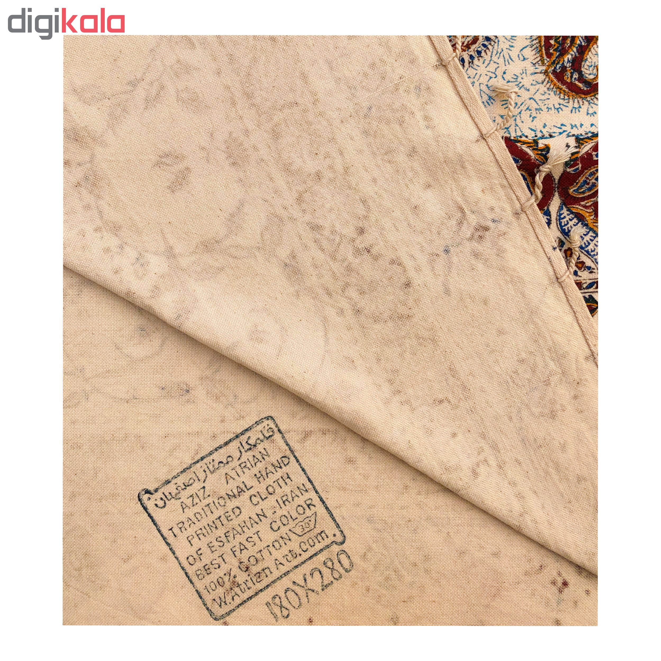 رومیزی قلمکار ممتاز اصفهان اثر عطريان طرح ترنج مدلG65 سایز 180*280 سانتی متر
