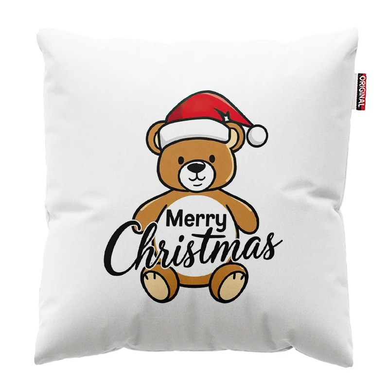 کوسن پاد آفرین مدل کریسمس طرح خرس تدی کد PK302490 سایز 30*30 سانتی متر