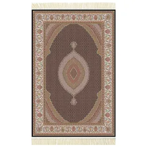 فرش ماشینی قالی تارا تبریز مدل ماهی مارال زمینه سورمه ای