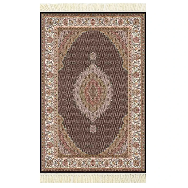 فرش ماشینی قالی تارا تبریز مدل ماهی مارال زمینه سورمه ای