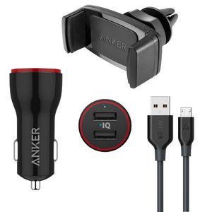 شارژر فندکی انکر مدل A2310 به همراه پایه نگهدارنده و کابل microUsb