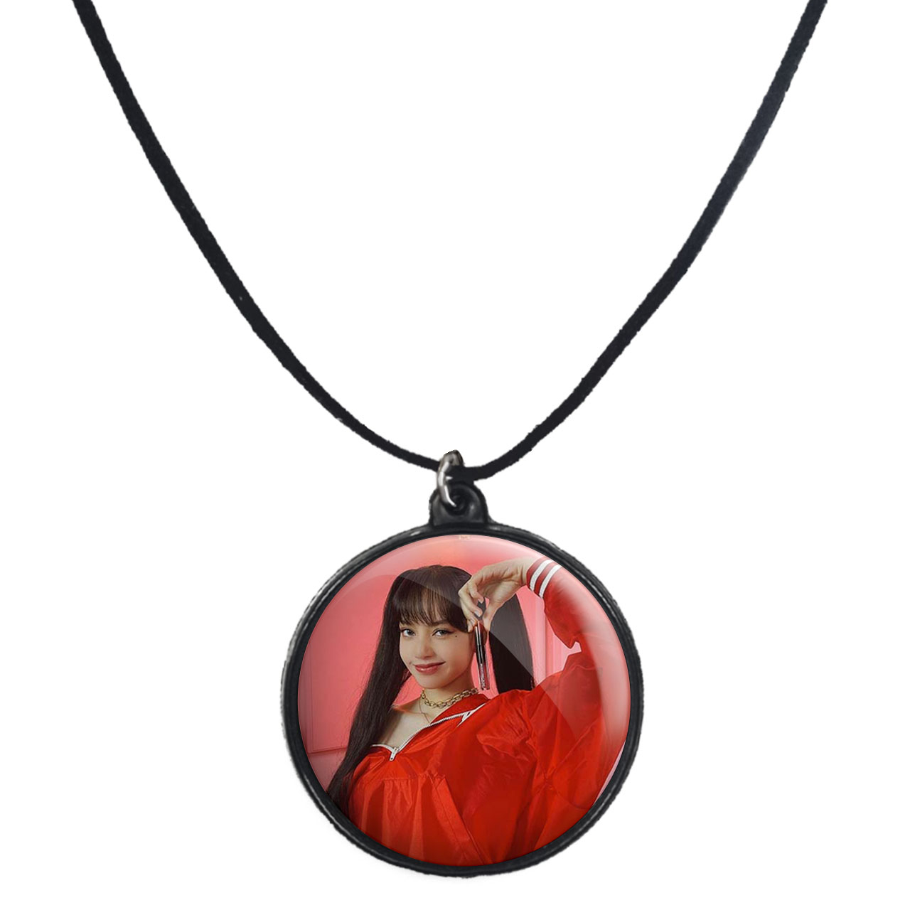 گردنبند پرمانه طرح بلک پینک کد pmb.6728 مدل دو طرفه