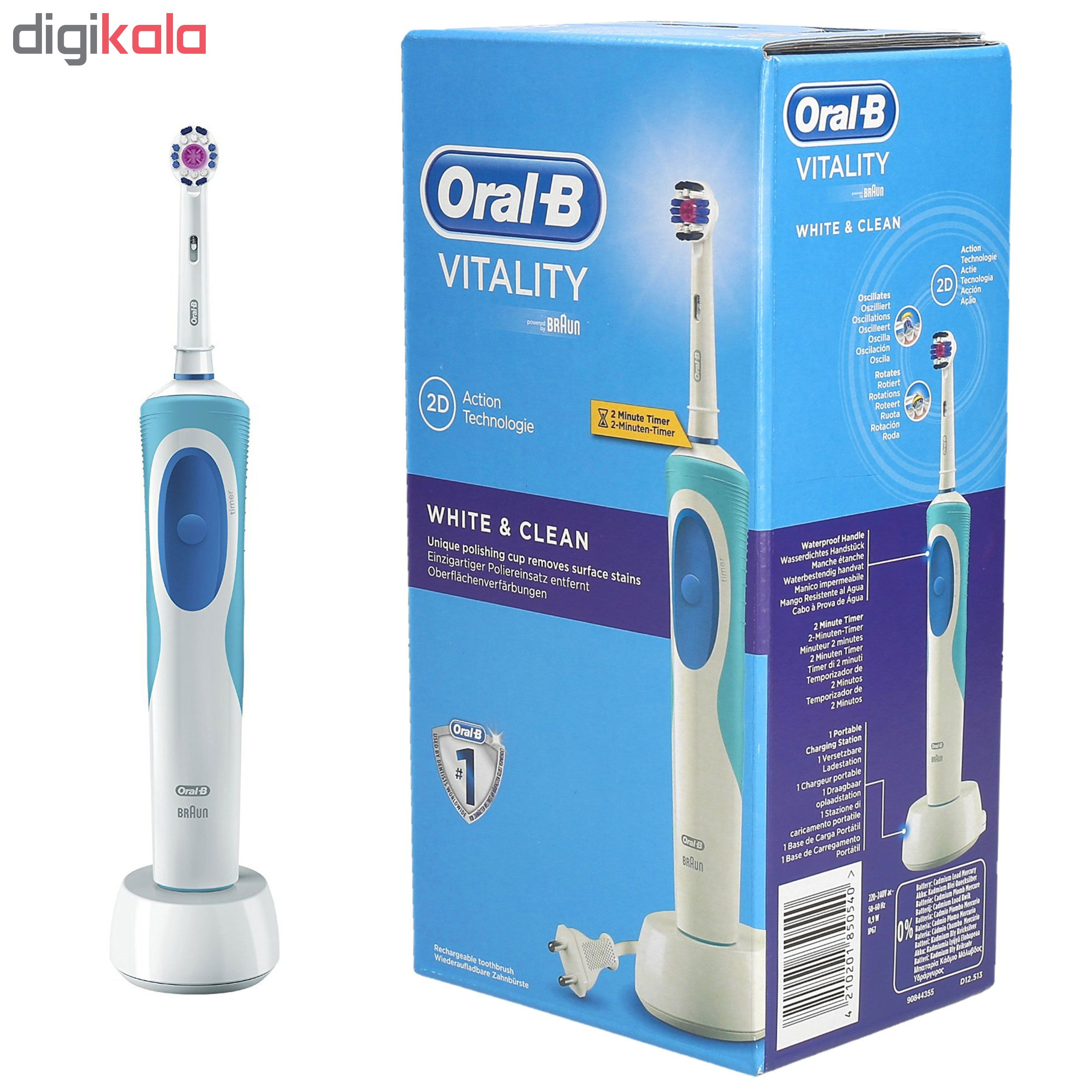 مسواک برقی اورال-بی مدل Vitality D12.513w 3D Whiteبه همراه سری مسواک برقی اورال-بی مدل EB17s Sensitive Clean