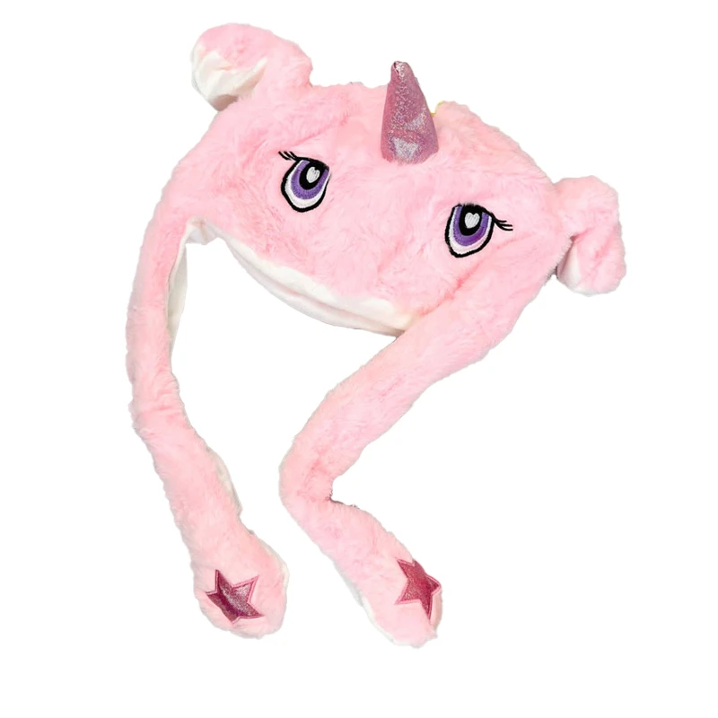 کلاه بچگانه مدل گوش متحرک پمپی چراغدار طرح یونیکورن