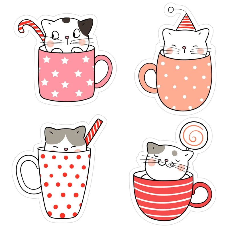 استیکر لپ تاپ مدل گربه کد ST176 مجموعه 4 عددی