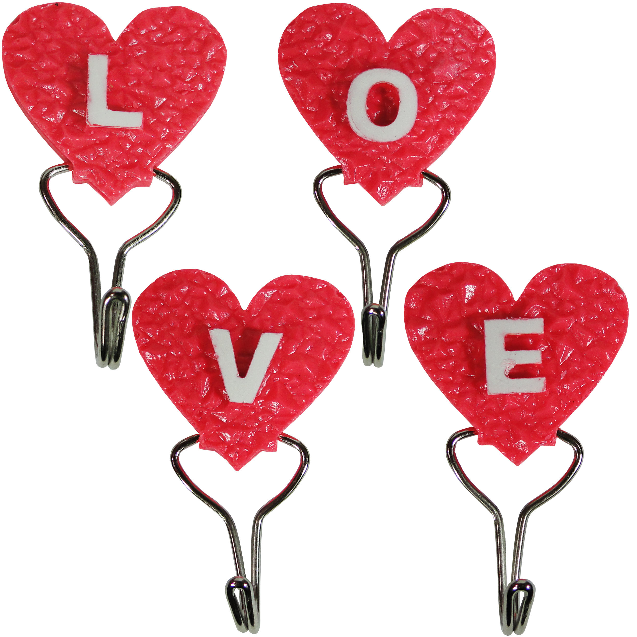 قلاب آویز حوله طرح LOVE کد 5681 مجموعه 4 عددی به همراه یک عدد گیره حوله طرح پرنده