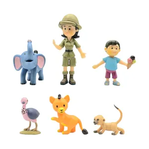 فیگور مدل حیوانات و شکارچی بسته 6 عددی