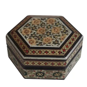 جعبه جواهرات خاتم کاری چوبی کد 1035